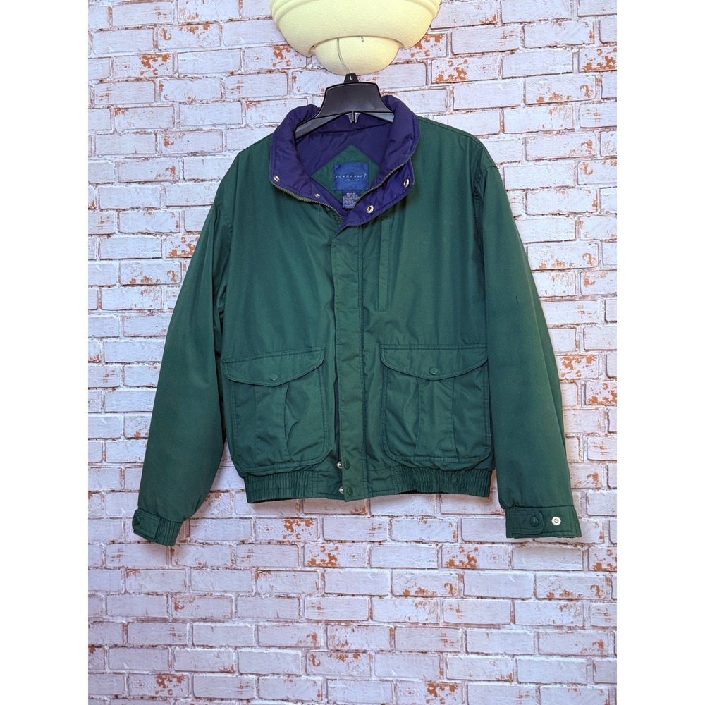 Vintage Towncraft Bomber Jacket Mens XL Forest Green Workwear Quilted Lining